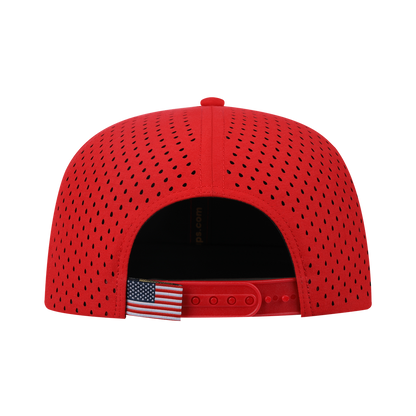 Goat 6-Panel Microfiber Laser Hole Trucker Hat with Red front and Red back
