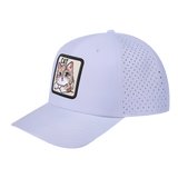 Cat 6-Panel Microfiber Laser Hole Trucker Hat with White front and White back