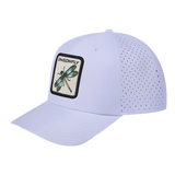Dragonfly 6-Panel Microfiber Laser Hole Trucker Hat with White front and White back