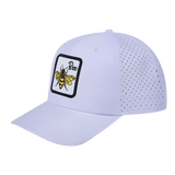 Bee 6-Panel Microfiber Laser Hole Trucker Hat with White front and White back