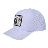 Cow 6-Panel Microfiber Laser Hole Trucker Hat with White front and White back
