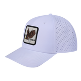 Eagle 6-Panel Microfiber Laser Hole Trucker Hat with White front and White back