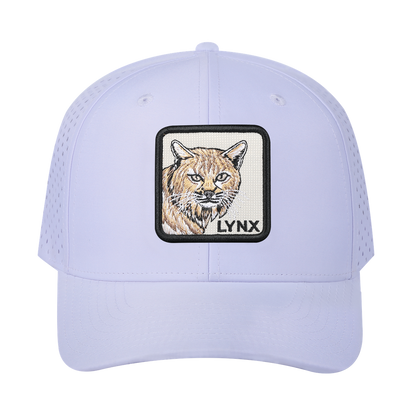 Lynx 6-Panel Microfiber Laser Hole Trucker Hat with White front and White back