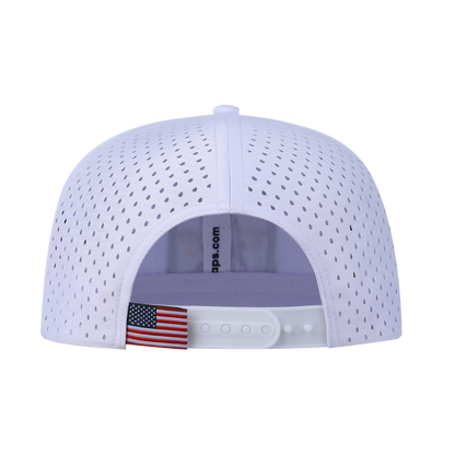 Lynx 6-Panel Microfiber Laser Hole Trucker Hat with White front and White back