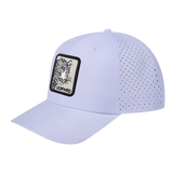 Leopard 6-Panel Microfiber Laser Hole Trucker Hat with White front and White back