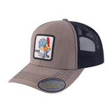 Chicken 6-Panel Trucker Hat with Light Brown front and Black back