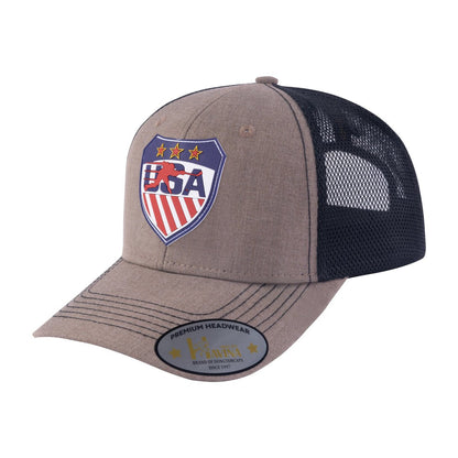 Loving Hockey 6-Panel Trucker Hat with Light Brown front and Black back