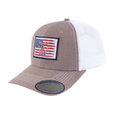 US Deer Hunter 6-Panel Trucker Hat with Light Brown front and White back