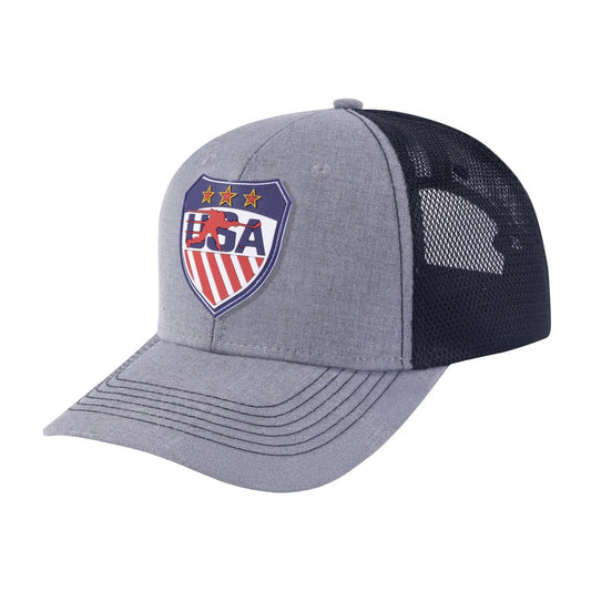 Loving Hockey 6-Panel Trucker Hat with Khaki front and Black back
