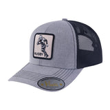 Rugby 6-Panel Trucker Hat with Light Grey front and Black back