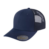 Blank 6-Panel Trucker Hat with Navy front and Black back