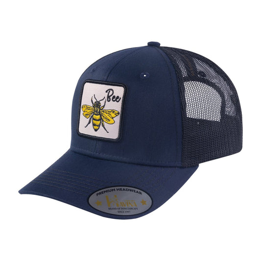 Bee 6-Panel Trucker Hat with Navy front and Black back