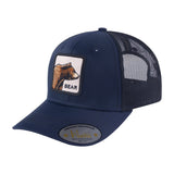 Bear 6-Panel Trucker Hat with Navy front and Black back