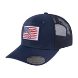 US Deer Hunter 6-Panel Trucker Hat with Navy front and Black back