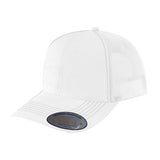 Blank 6-Panel Trucker Hat with White front and White back