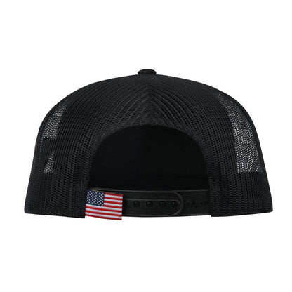 Blank 5-Panel Trucker Hat with Black front and Black back