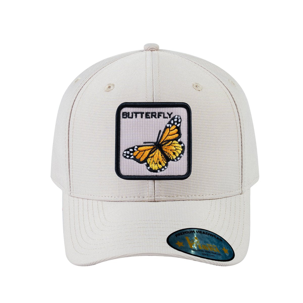 Butterfly V2 6-Panel Baseball Cap with Beige front and Beige back