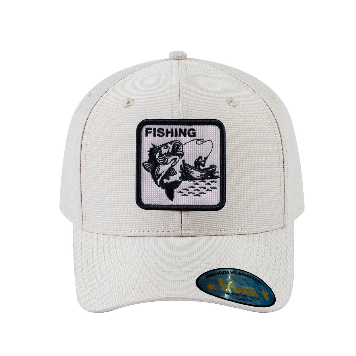 Fishing V2 6-Panel Baseball Cap with Beige front and Beige back
